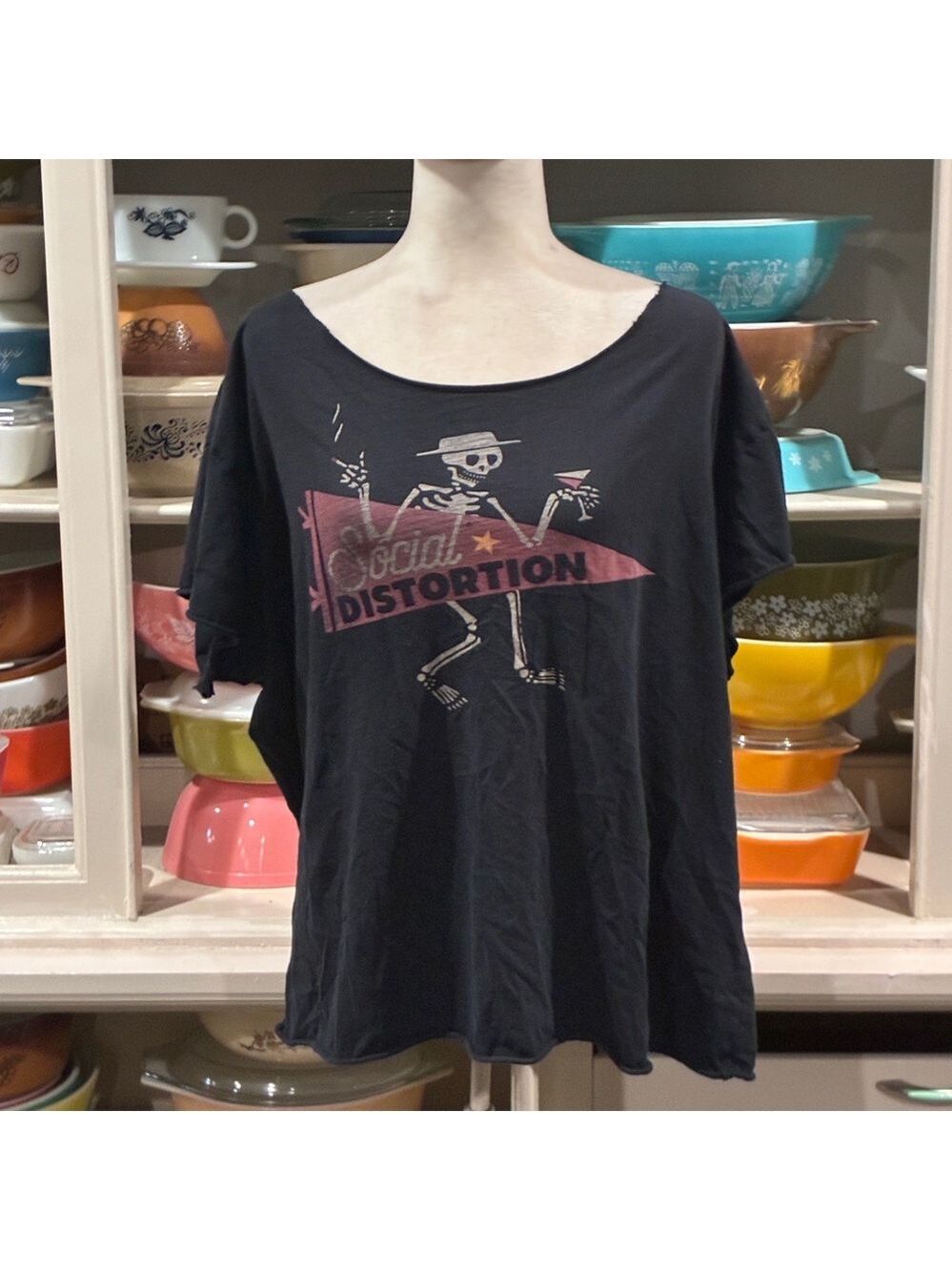 Social Distortion "Skelly" 2017 Spring Tour Distressed Hot Mess Tee - Size Large